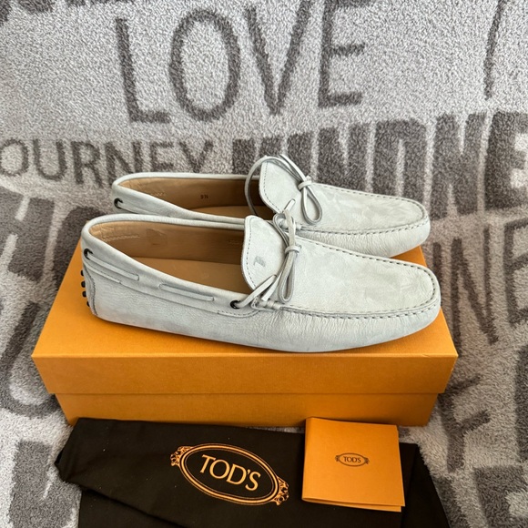 TODS Driver Gommino Loafers Logo Shoes Size US 10 celeste NWT